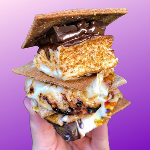stack of 3 assembled s'mores made