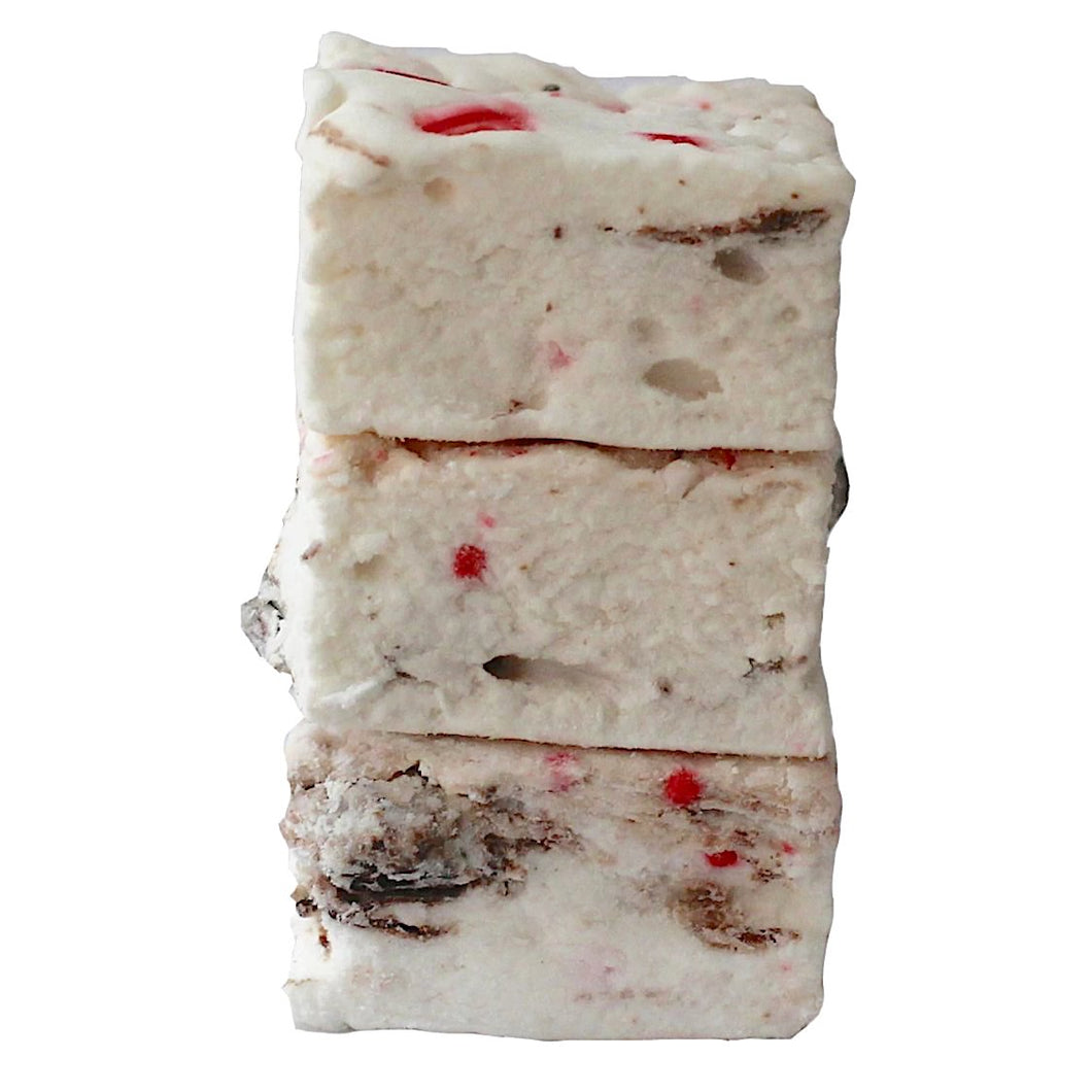 stack of 3 peppermint bark flavored marshmallows